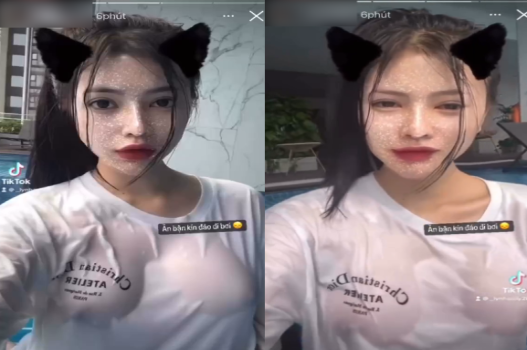 Bộ ngực của Ngọc Uyên ở bể bơi rất lớn và hấp dẫn